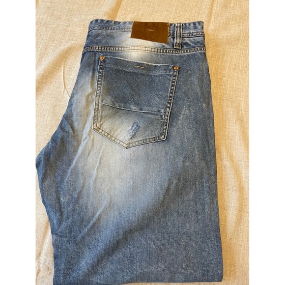 AKOO Denim Jeans‎ Mens 44 Logger Fit Blue Distressed - Picture 3 of 14